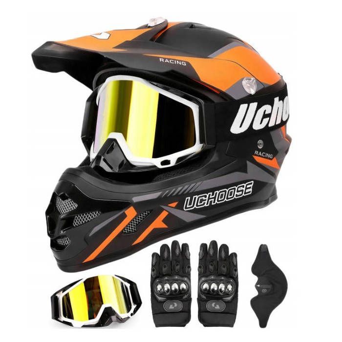 Casque Intégral VTT Motocross Pour Enfant Et Adulte – Avec Lunettes, Gants, Masque, Certifié DOT, Tailles S à XL
