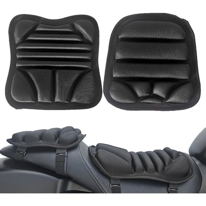 Lot de 2 coussins de siège en gel confortables pour moto - Selle en gel