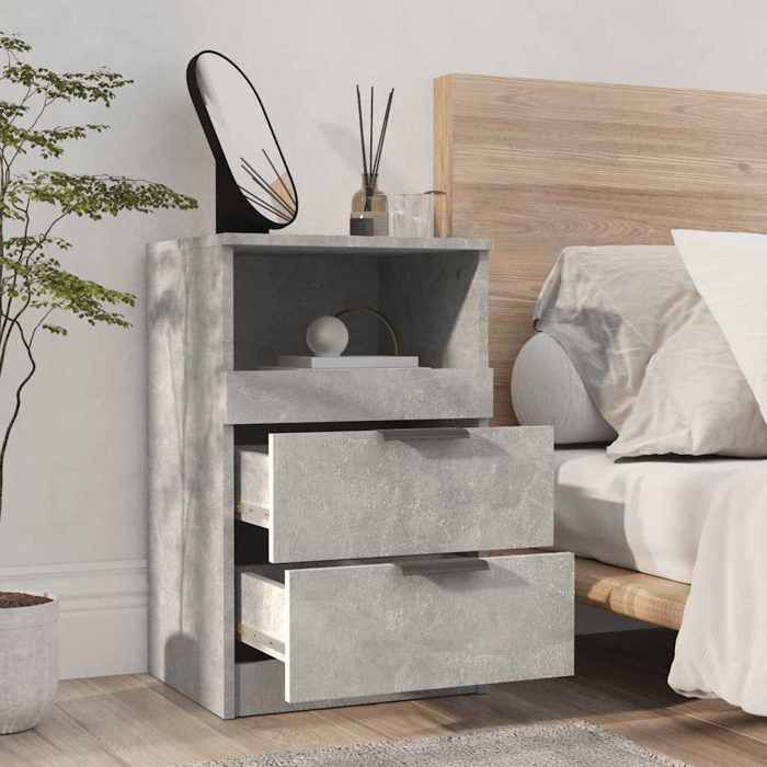 Table de chevet - Table de Nuit/ Commode Chambre - Bois dingénierie - Gris béton - 2 tiroirs - 40 x 36 x 65 cm 290860dve78m