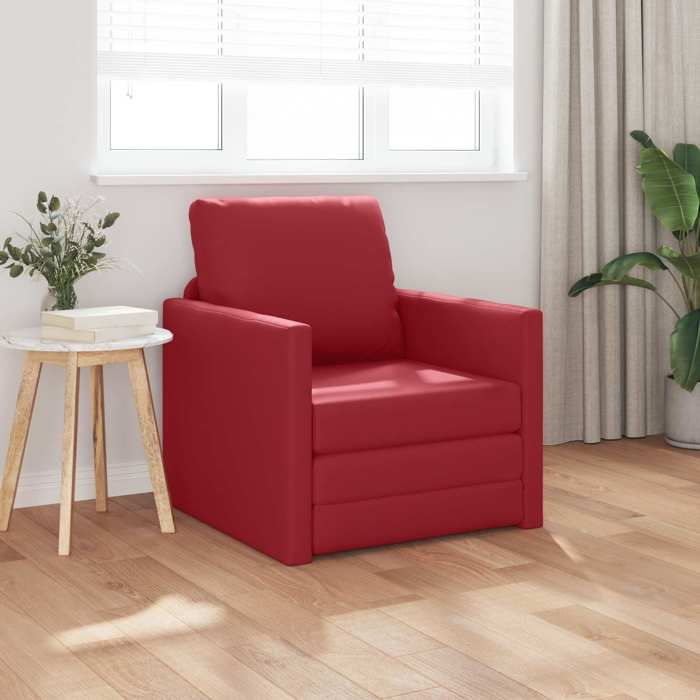 Canapé-lit - vidaXL - Banquette convertible - Charge max. 110 kg/siège - Similicuir - Bordeaux - 74x77x81 cm 125fqi96f