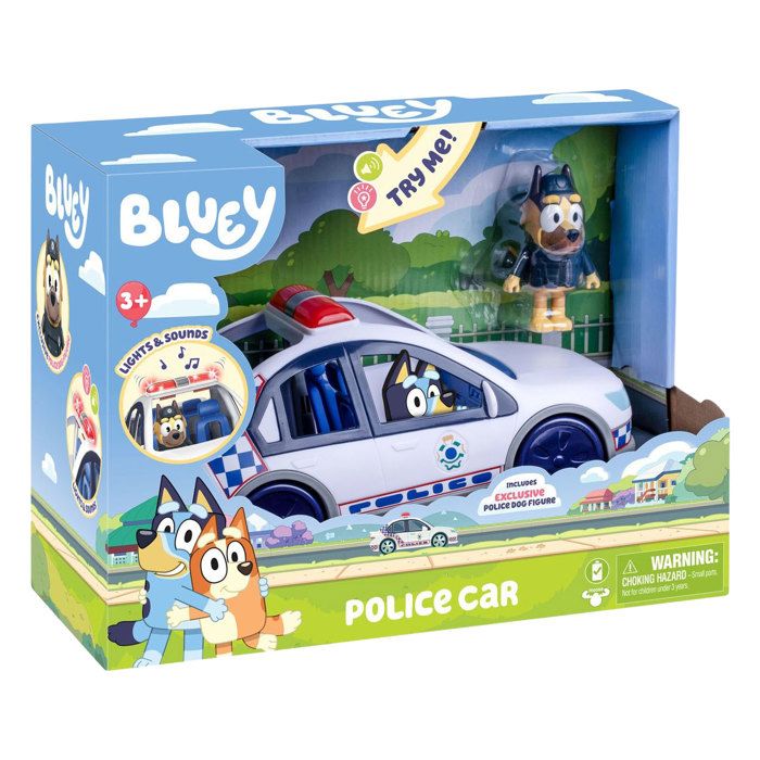 voiture de police Bluey jouet avec lumière et son - figurine Bluey