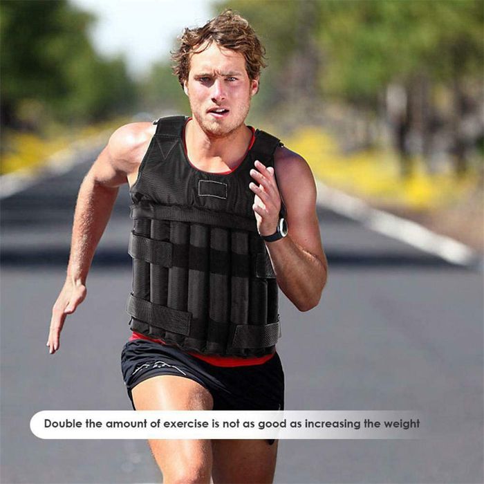 1 Gilet lesté poches multiples ajustables tissu Oxford 1680D épaulettes rembourrées pour course musculation fitness .
