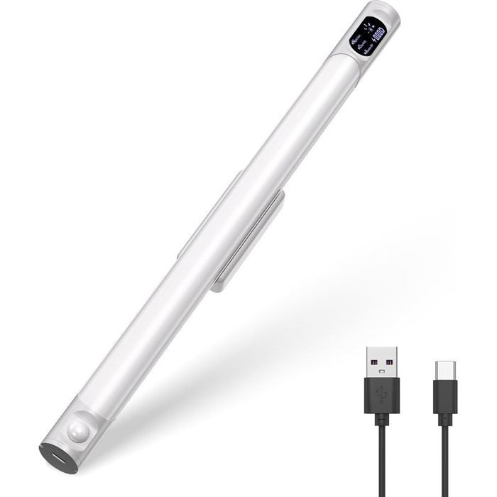 LED Cuisine Sous Meuble Sans Fil 64Led 36cm 9000K Réglette Led Rechargeable USB 2200mAh Lampe Placard Lumic Lampe Detecteur de Mo