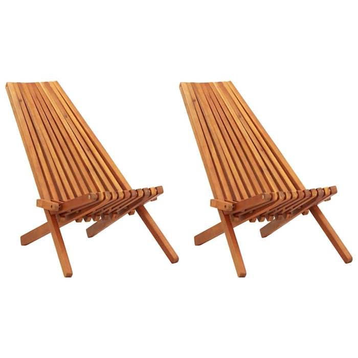 Brun Chaises pliables dextérieur lot de 2 Bois dacacia solide - Siège de balcon LV66517