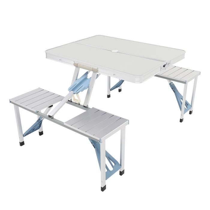 WYCTIN®Table de Camping 120x60x70cm avec 4 chaises Table de Pique-Nique