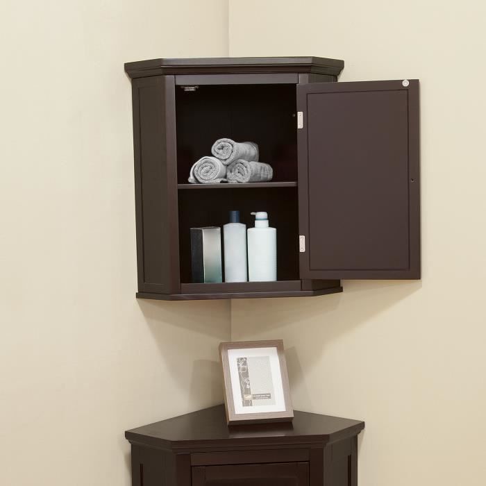 Placard Mural D Angle Salle De Bain Ethan Marron Fonce Teamson