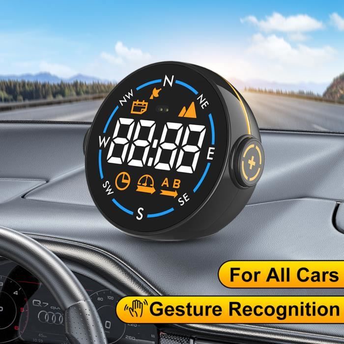 HUD de voiture intelligente - Affichage tête haute GPS pour toutes les  voitures, Compteur de vitesse, Horloge