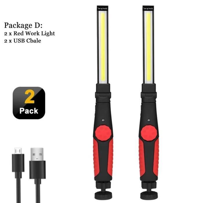 LaBlanc - 2 Pièces Lampe De Travail Magnétique LED Lampe De Poche