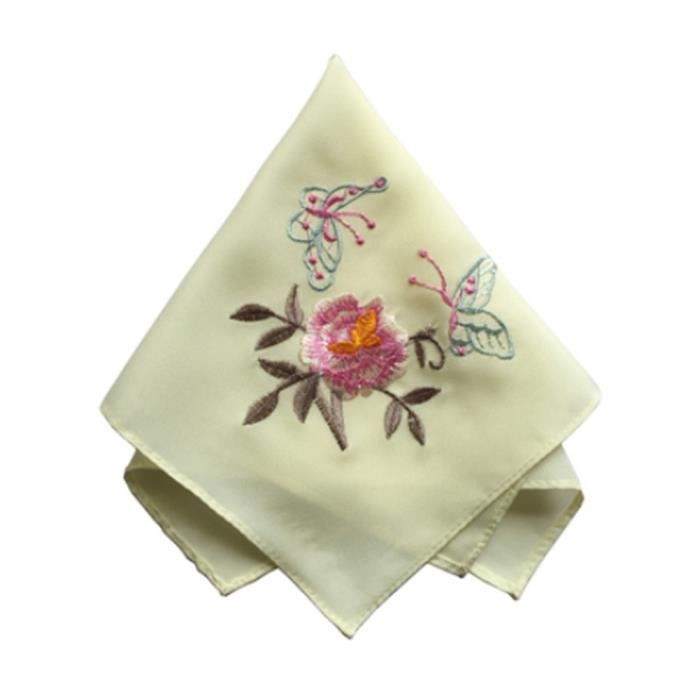 6 Pack Femmes Floral Fleurs Coton Luxe Brodée Blanc Mouchoirs En Cadeau