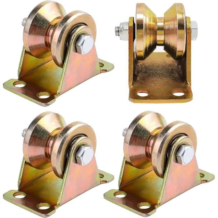 NAMYEUT Lot de 4 poulies de 37 mm pour cordes, poulie en acier galvanisé, poulies de renvoi avec vis, poulie de renvoi pour cordes, câble en acier, charge maximale 190 kg