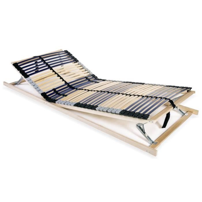 Sommier à lattes BONNE - Cadre de lit robuste et durable - 42 lattes 7 zones - 90 x 200 cm