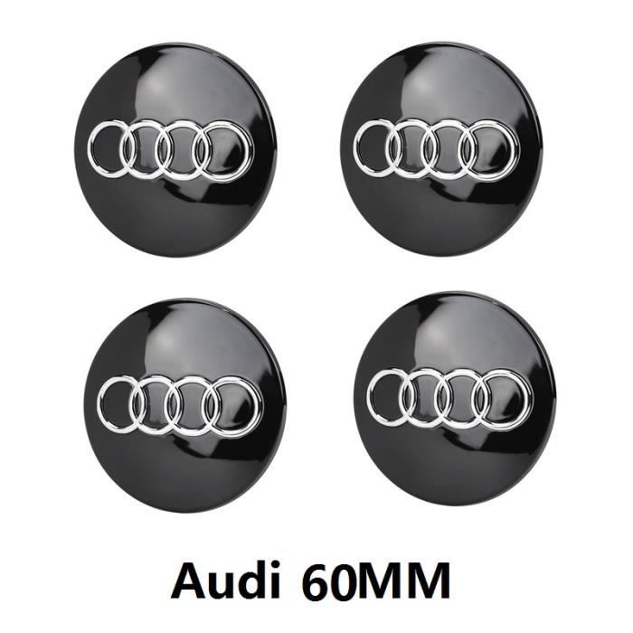Enjoliveur Moyeu Audi 81A601170 | Noir/Argenté | Compatible A1-A8, Q2-Q8, E-tron | Pour Jantes Alu D'Origine