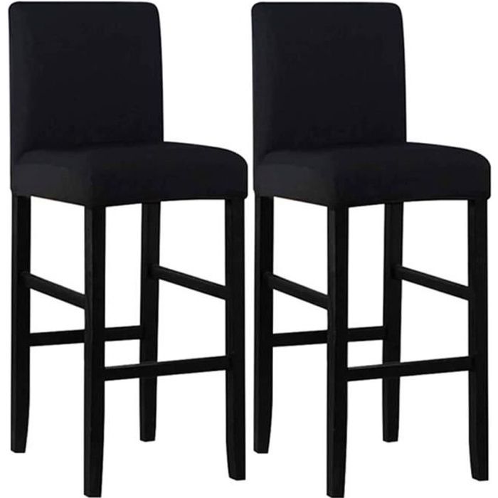 Housses De Tabouret De Bar Extensibles Avec Dossier - Lot De 2, Noir, Lavables - 10