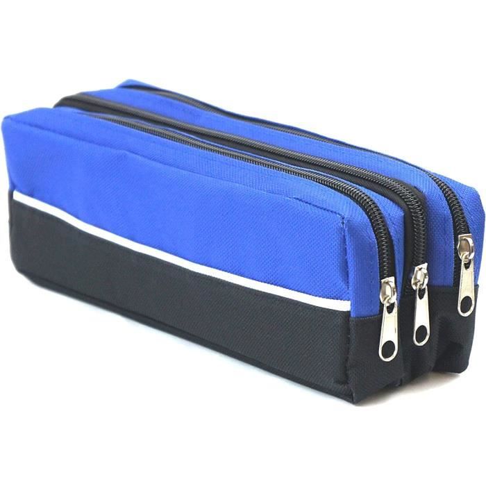 Grande Trousse Scolaire Bleu Clair - Trousse à Crayons Spacieuse Et Durable Pour Enfants Et Étudiants