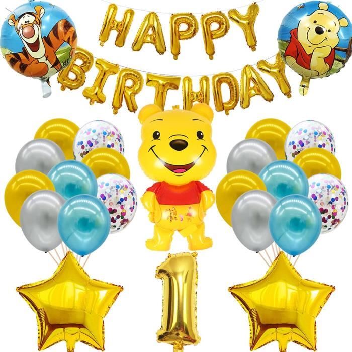 Winnie Fete D Anniversaire 26 Pieces Winnie L Ourson Decorations Theme Winnie L Ourson Happy Birthday Banniere Cake Topper Four Cdiscount Maison