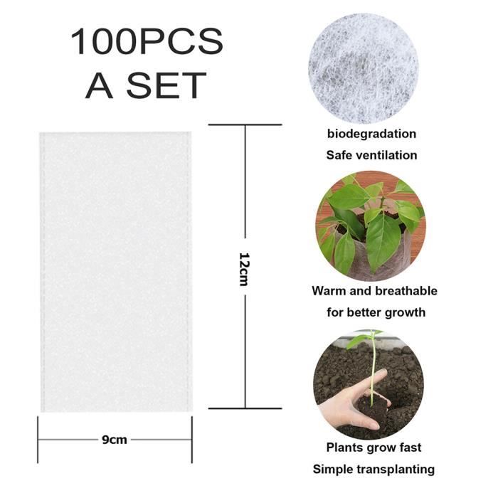 KINGLAKE 200 Sacs De Semis Tissu Non Tissé + 100 Étiquettes - 16x20cm - Idéal Pour Plantes Et Repiquage