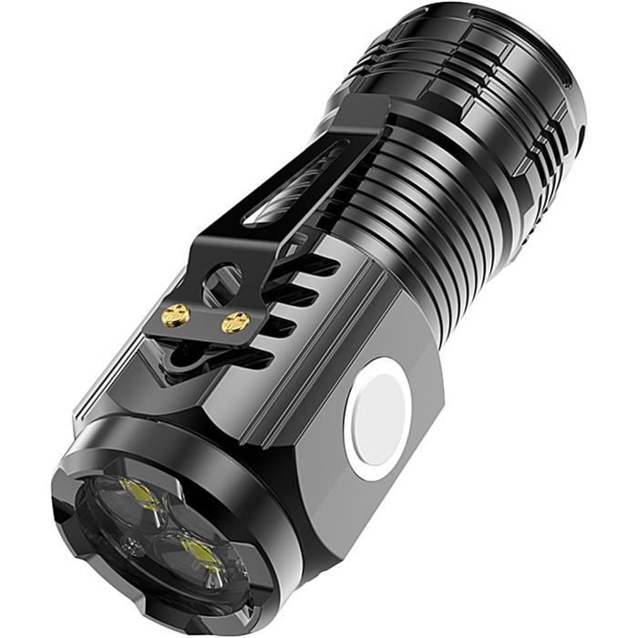 Lampe Torche Rechargeable USB-C 5 LEDs - 3 Modes, étanche, Batterie 18350, Livrée Par 2 - 9