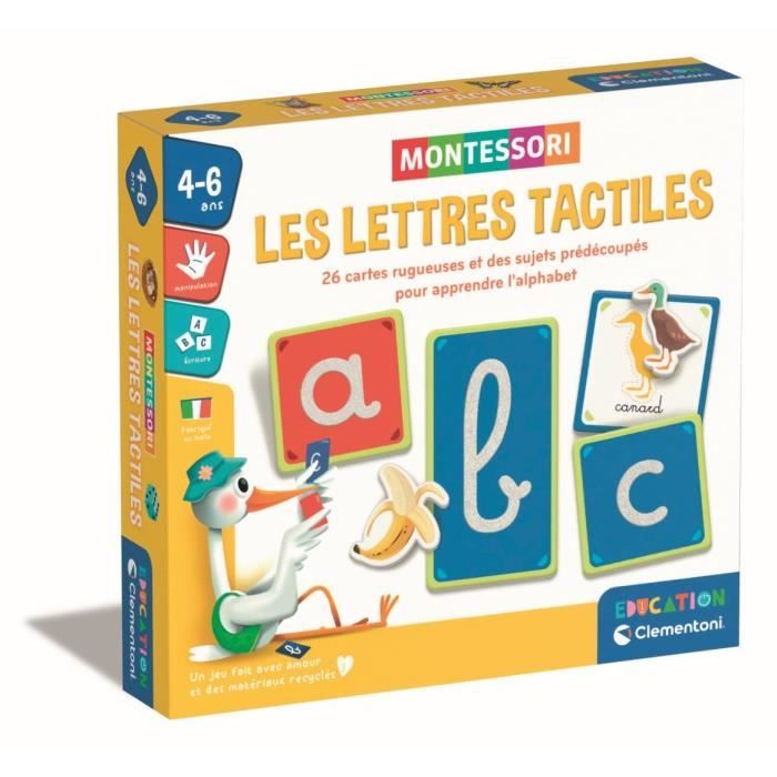 Montessori - Clementoni - Les lettres tactiles - Jeu éducatif pour apprendre l'alphabet - 26 cartes 
