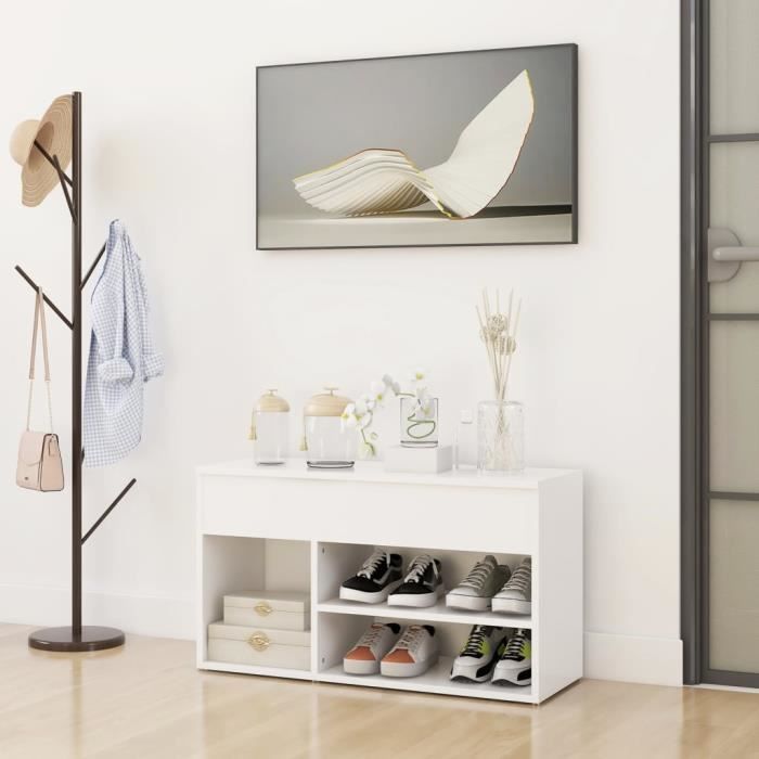 Armoire à Chaussures - MEERVEIL - Modulable - 12 Casiers - Blanc