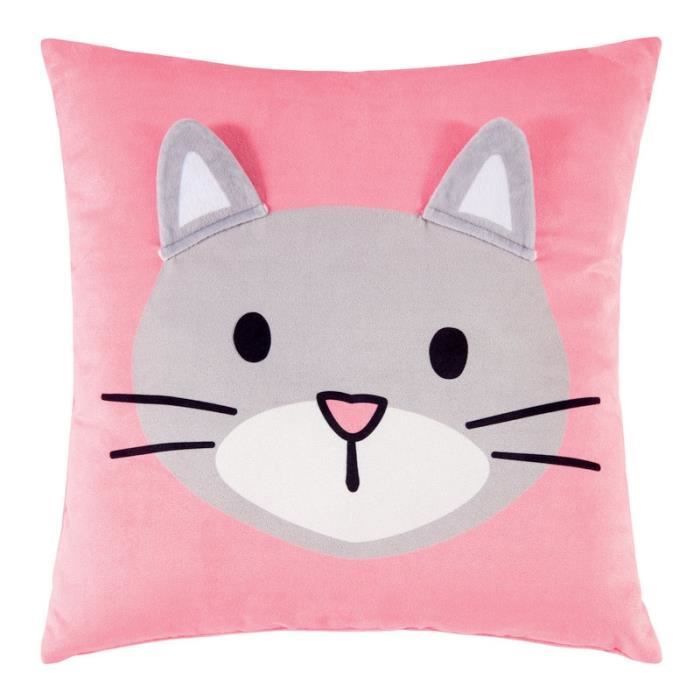 Coussin Range Pyjama Enfant Chat Rose Dlp Achat Vente Coussin Cdiscount