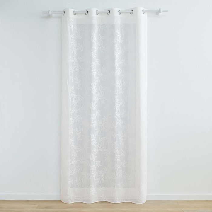 Panneau a oeillets 140 x 240 cm voile tisse applique karla Blanc