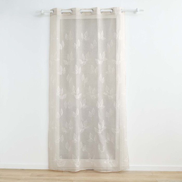 Voilage Oeko-tex Voilage à Œillets Galactee Blanc 140x280cm - Voile Sablé Brodé Douceur D'Intérieur