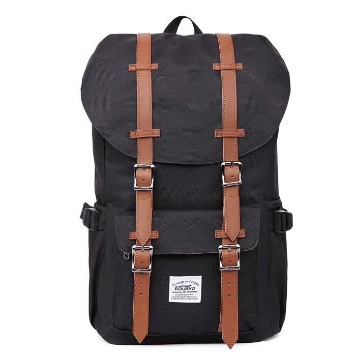 Sac à Dos KAUKKO 20L - Compartiment Ordinateur 15" - Noir - Imperméable - Pour Randonnée, École, Voyage