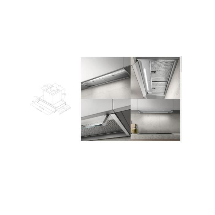 Hotte box intégrée plafond - ELICA - PRF0181497 - Recyclage - Strip LED - Filtre à graisse en acier inoxydable