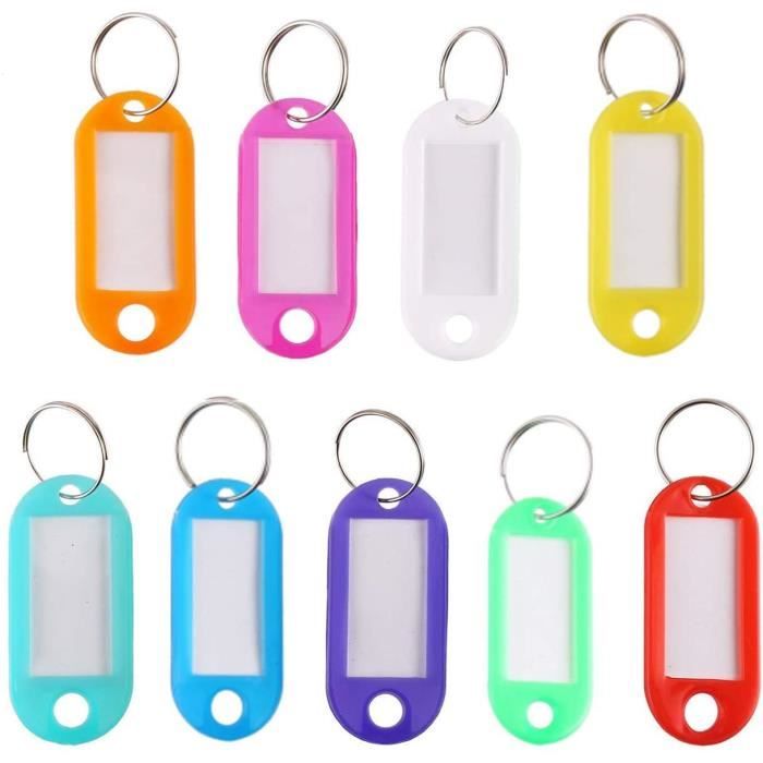 Porte Clés Coloré 50 Pack Plastique Principales Balises Clair Porte-clés  Étiquettes à Bagages pour Etiquette de Nom de Bureau