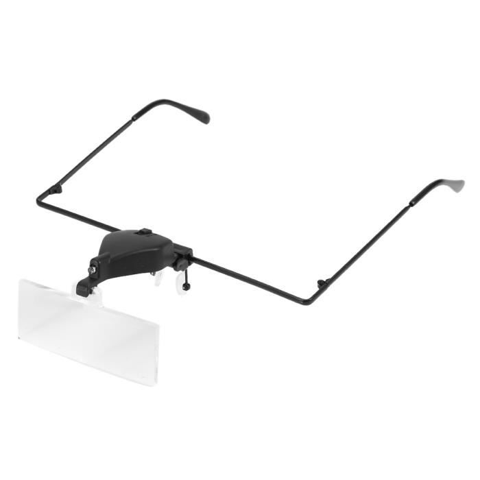 Lunettes Loupe LED – 3 Grossissements 1,5x / 2,5x / 3,5x – Fer Et Verre – Piles LR927 Incluses – Pour Réparation Horlogerie, Bijouterie, Circuits