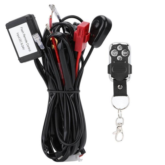 Kit Câblage Barre LED 2 M – Faisceau 16 AWG 12V 40A Avec Interrupteur, Relais Et Fusible
