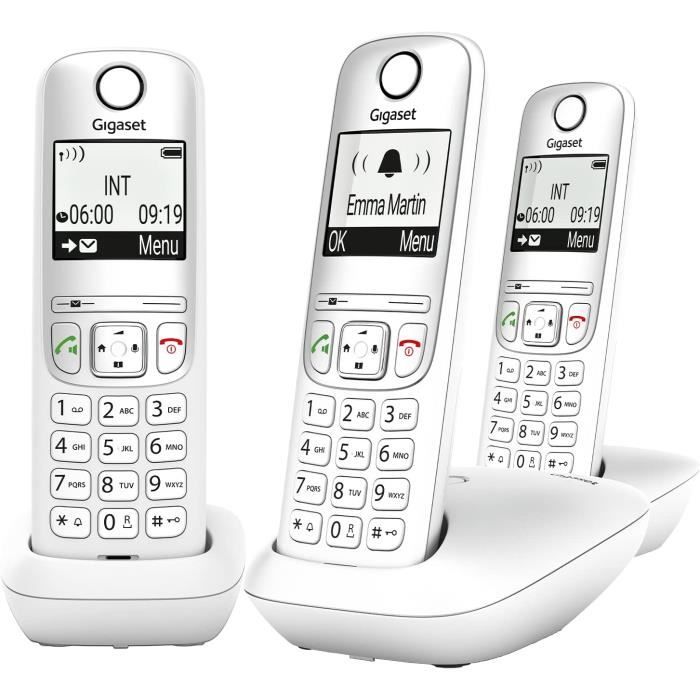 Téléphone fixe sans fil Gigaset A695 Trio - Blocage d'appels, Mains-libres, Répertoire 100 contacts