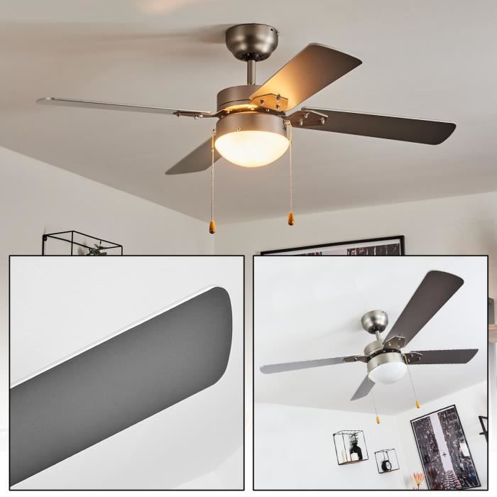 »Valsavignone« plafonnier ventilateur de plafond métal nickel mat ampoule(s) non incluse(s) - Hofstein