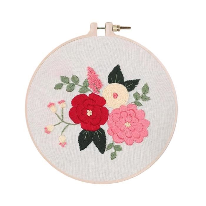 Kit De Broderie Abeille Et Fleurs - Cerceau, Point De Croix, Fait Main, Cadeau Créatif DIY