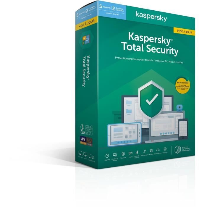 KASPERSKY Total Security 2020 Mise à jour, 5 postes, 1 an  Cdiscount