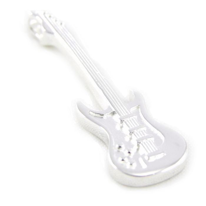 Charm Bracelet Guitare Argenté Avec Strass - Bijou Fantaisie Neuf Sans Boîte