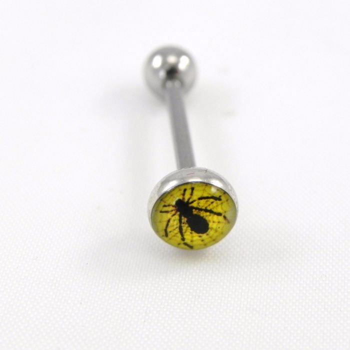 Piercing Langue Araignee Jaune Achat Vente Barre Droite Piercing Langue Araignee Femme Adulte Acier Jaune