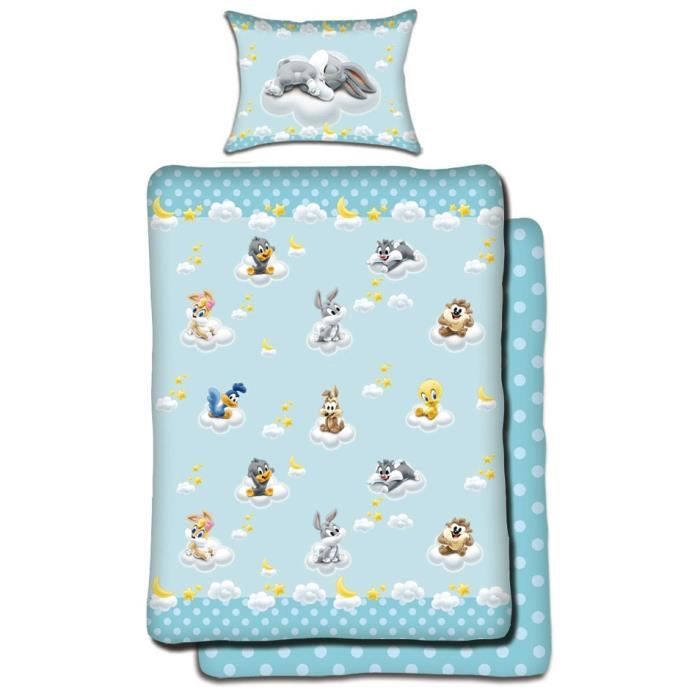 Herding LOONEY TUNES Parure de Lit Réversible pour Enfants Housse de Couette 100 x 135 cm Taie dOreiller 40 x 60 cm Coton/Renforcé 