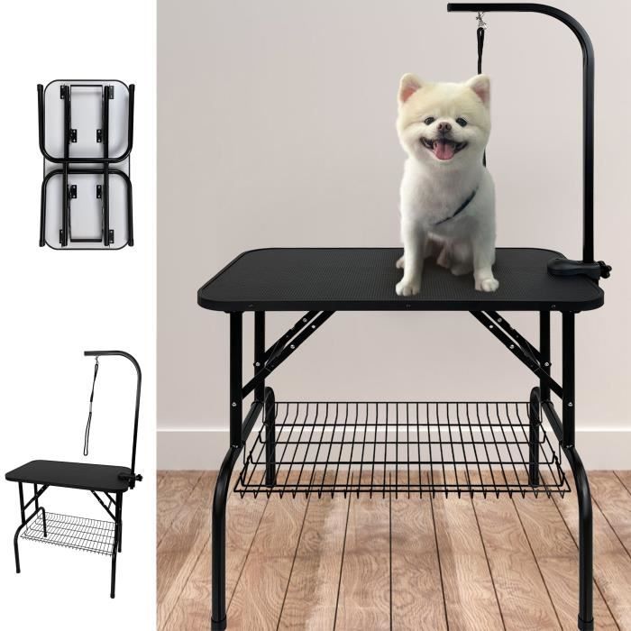 Meilleurs prix pour Table de toilettage - LZQ - Pliable - Réglable en hauteur - Harnais amovible - Noir