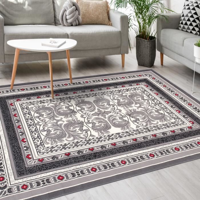 Tapis Salon Moderne Géométrique Beige Crème 80x150cm - Poil Court, Doux, Certifié Oeko-Tex