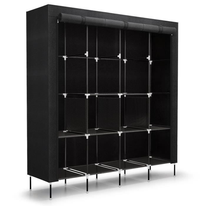 Armoire Portable Empilable Avec 20 Cubes Et 3 Tringles à Vêtements – 35x45cm – Idéale Pour Rangement Chambre, Salon, Jouets