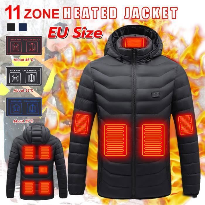 Veste Chauffante à Capuche, 3 Niveaux de Chauffage,Interface USB