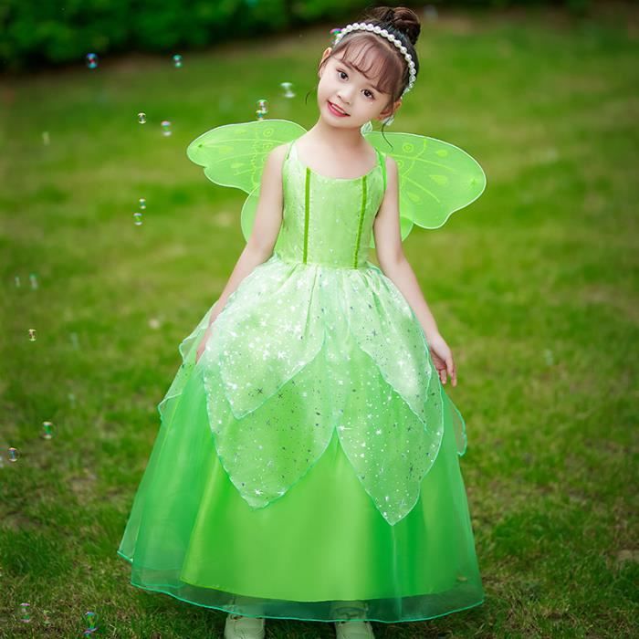 Costume Fée Clochette Enfant - FINDPITAYA - Robe Verte Cosplay Halloween