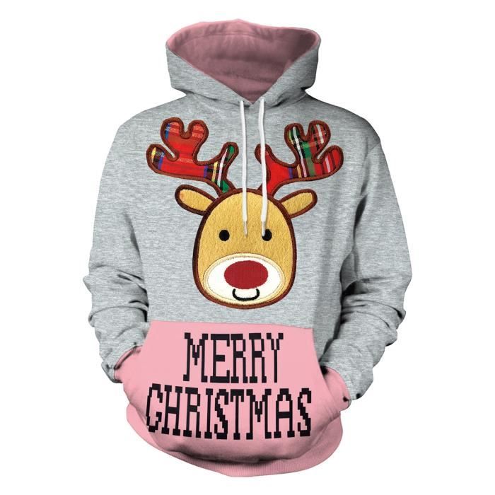 Sweat-shirt De noël Homme-Femme à capuche Le père noël 3D Impression Sweat  shirt Hommes Vêtement Masculin Gris - Cdiscount Prêt-à-Porter
