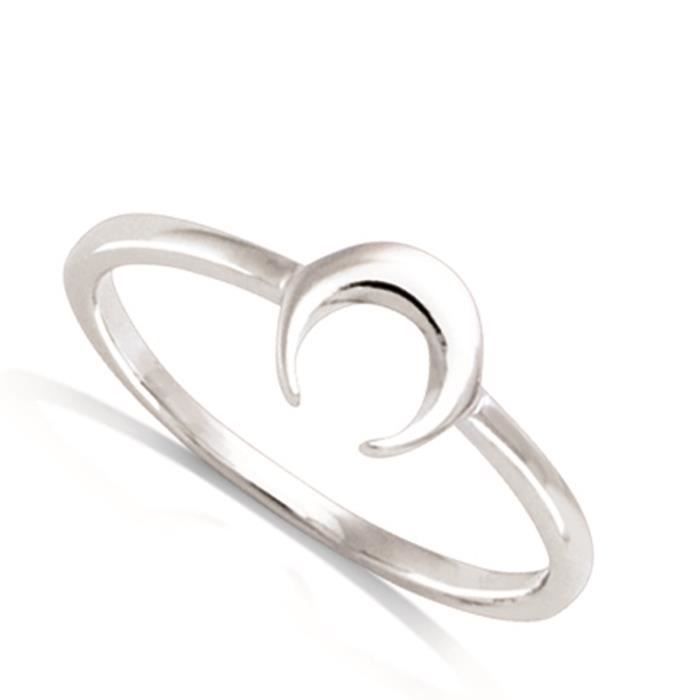 Bague argent Lune argent rhodi lune 7x7 mm Q6869 Gris