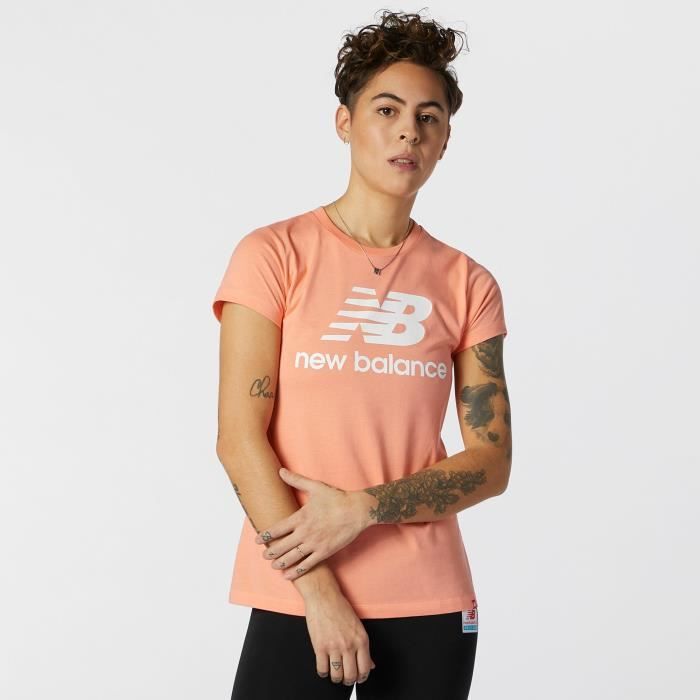 T-shirt femme New Balance essentials stacked - paradise pink - XL