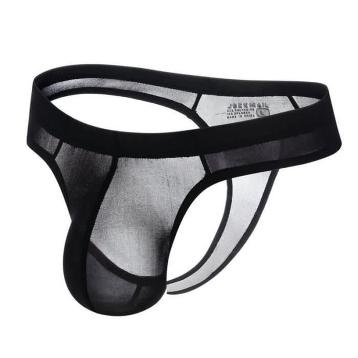 KHUFUZI Lot De 2 Strings Sexy Homme Tanga Soie Glacée - Forme G, 2 Couleurs, Taille M