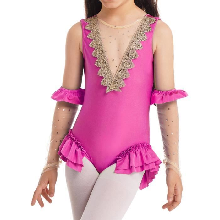Justaucorps Danse Fille Soudittur - Manche 3/4 - Coton/Élasthanne - Ballet Et Gymnastique