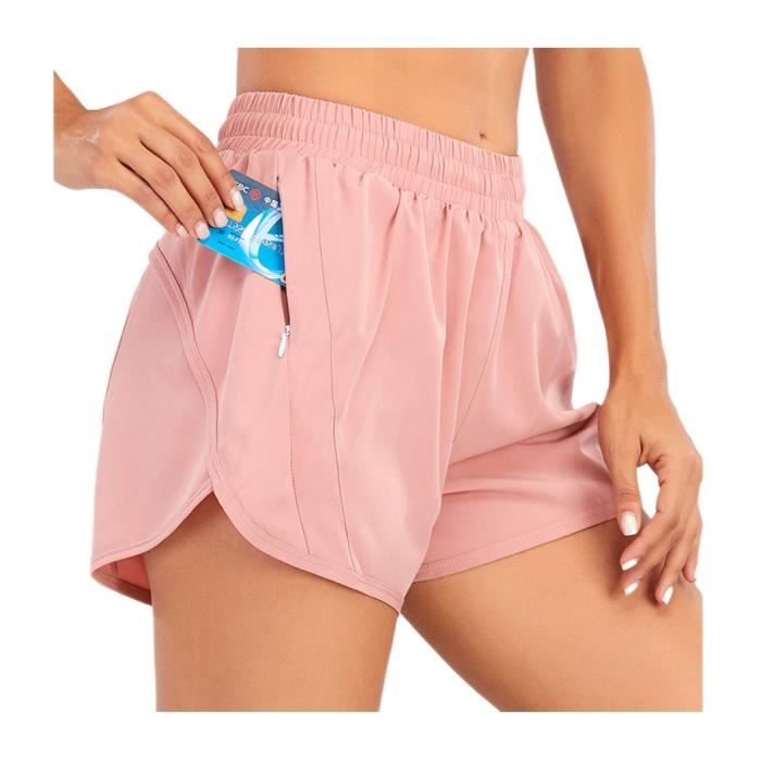 Short de Sport Femme Rose Running Respirant Fitness