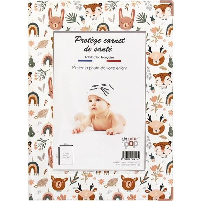 Protège carnet santé enfant personnalisable couleur motif en automne Color Pop - France - 22 x 16 cm
